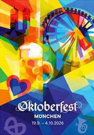 Oktoberfestplakat 2026 - Wiesnplakat M&uuml;nchen (c) Bild RAW / LHM - Design by Florian Huber)