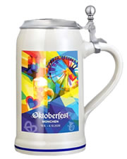 Oktoberfestkrug 2026 - Bierkrug mit Zinndeckel
